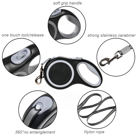 Retractable Dog Leash Durable Nylon for Large Dogs
